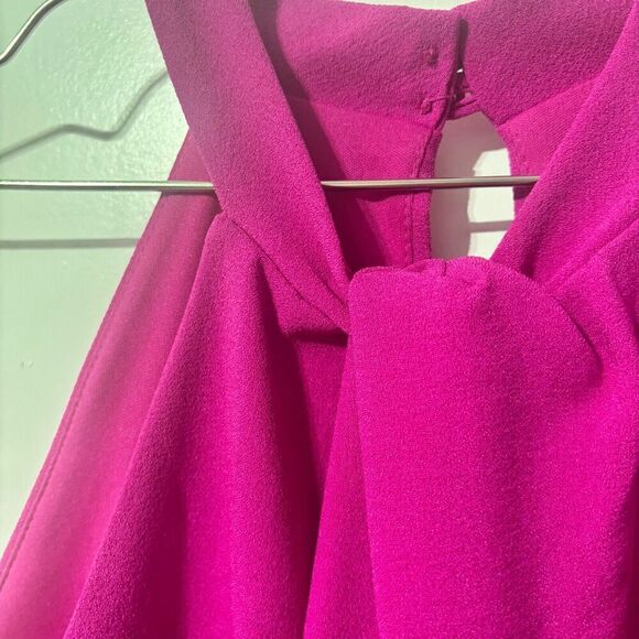 Julia Jordan Halter Neck Jumpsuit 12 Fuchsia Pink Wide Leg Sleeveless Pockets - Picture 3 of 10